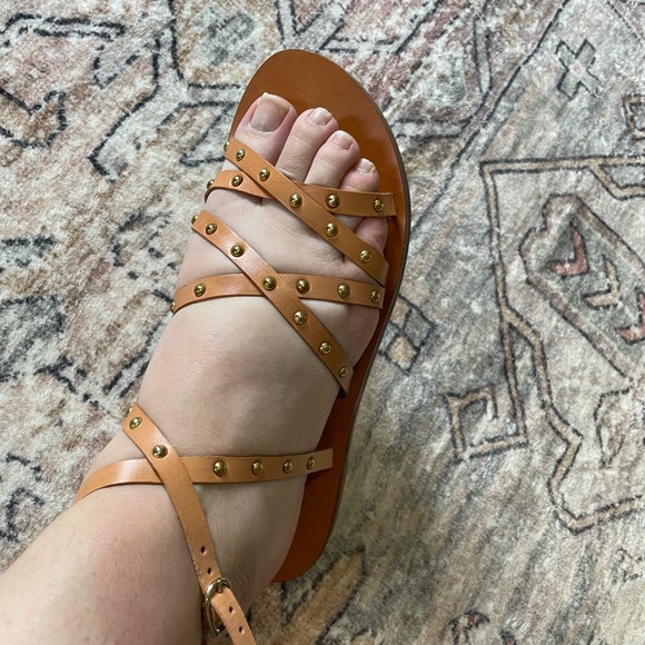 J. Crew Gianna Double Corps Brown Leather Strappy Studded Sandals in SIZE 10 - Picture 10 of 10